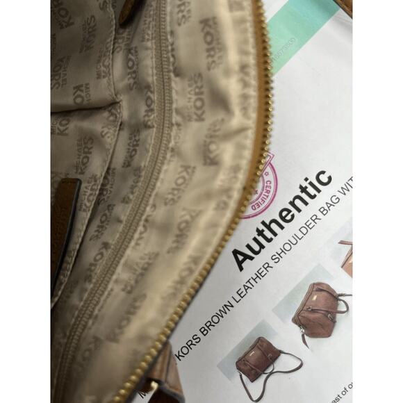 Michael Kors Authenticated Bristol Acorn Brown Leather Medium Satchel Gold‎ Tone - Picture 14 of 16
